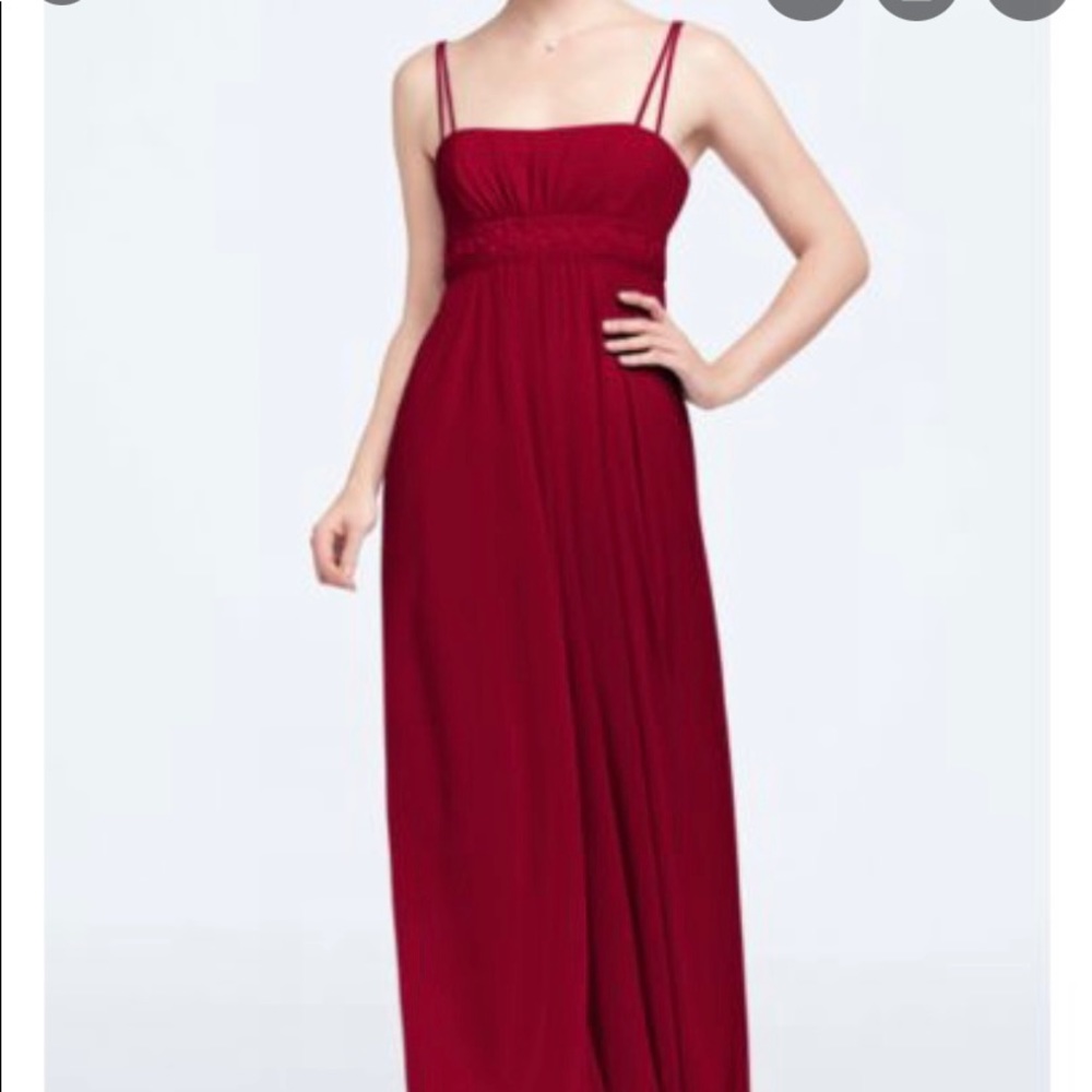 David’s Bridal Spaghetti Strap Dress Beaded Waist